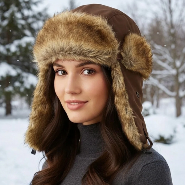 Selena - Faux Fur Trimmed Solid Trapper Hat
