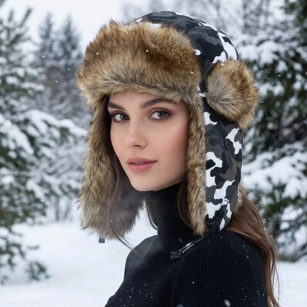 Selena - Faux Fur Trimmed Solid Trapper Hat