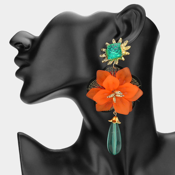 Matilda - Floral Drop Statement Earrings