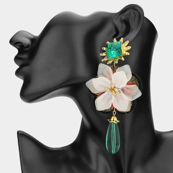 Matilda - Floral Drop Statement Earrings