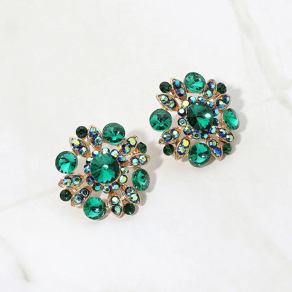 Bianca - Floral Stone Embellished Stud Earrings