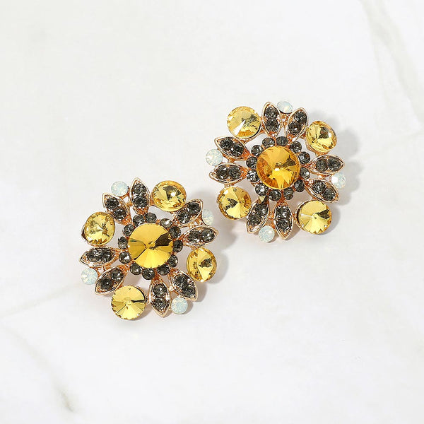 Bianca - Floral Stone Embellished Stud Earrings