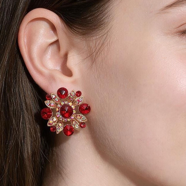 Bianca - Floral Stone Embellished Stud Earrings