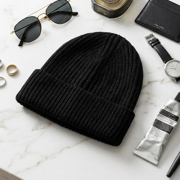 Marilyn - Plush Fur Lining Solid Ribbed Knit Winter Beanie