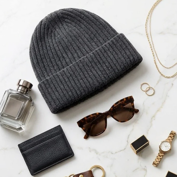 Marilyn - Plush Fur Lining Solid Ribbed Knit Winter Beanie