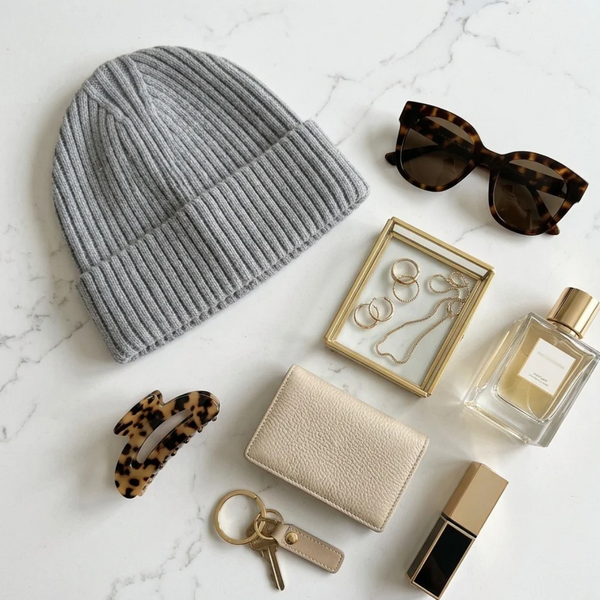 Marilyn - Plush Fur Lining Solid Ribbed Knit Winter Beanie