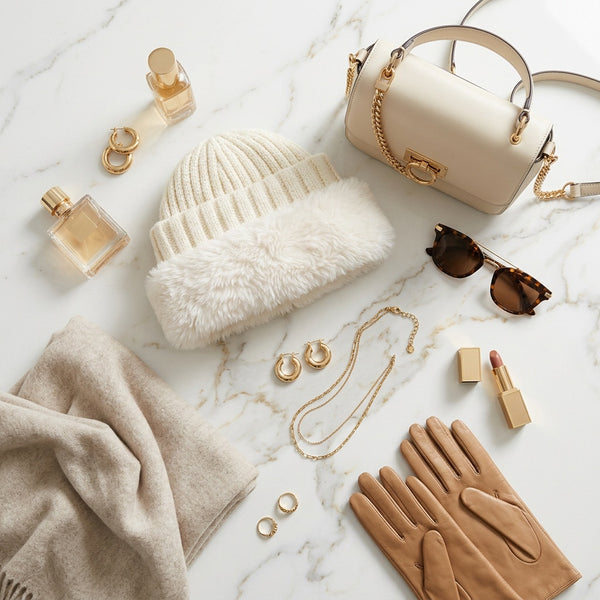 Marilyn - Plush Fur Lining Solid Ribbed Knit Winter Beanie