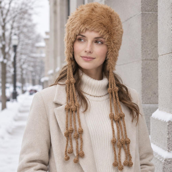Polly - Furry Trapper Ear Flap Long Knotted Tie Winter Hat