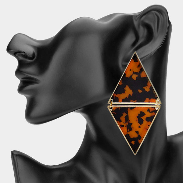 Adele - Double Triangle Link Drop Statement Earrings