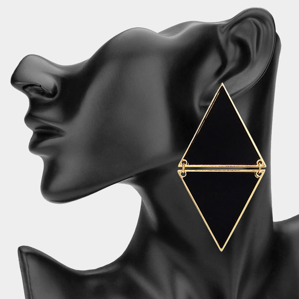 Adele - Double Triangle Link Drop Statement Earrings