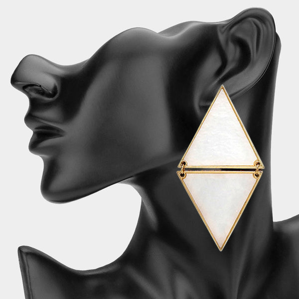 Adele - Double Triangle Link Drop Statement Earrings
