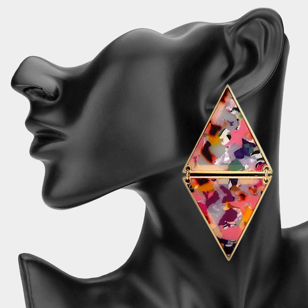 Adele - Double Triangle Link Drop Statement Earrings