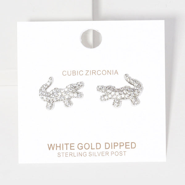 Sariah -  Gold Dipped/White Gold Dipped Alligator Stud Earrings