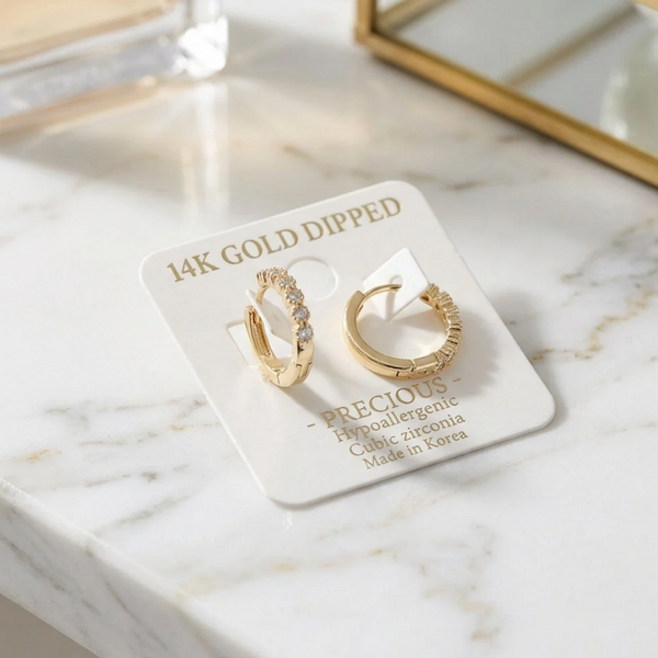 Fay - 14K Gold Dipped Cubic Zirconia Hoop Earrings