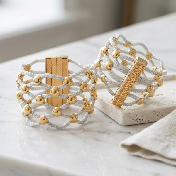 Zoe - Lattice Metal Mesh bead Magnetic Bracelet