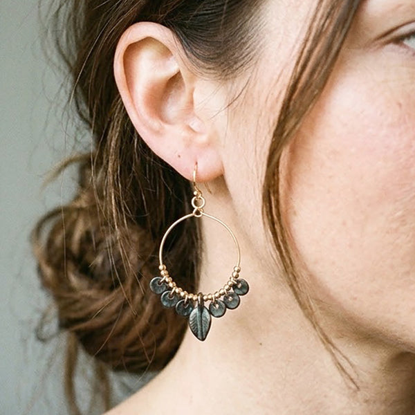 Ilse - Multi Leaf Charm Beaded Drop Earrings