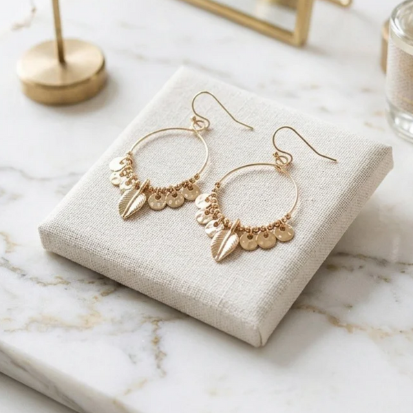 Ilse - Multi Leaf Charm Beaded Drop Earrings