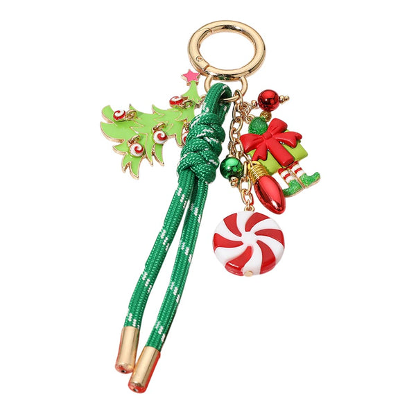 Alcott- Multi Charm Whimsical Christmas Tree Keychain Handbag Charm