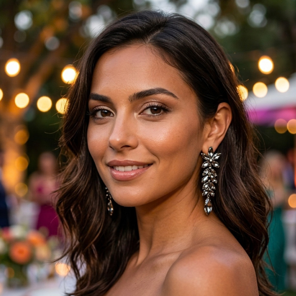 Kendall - Marquise Cluster Floral Drop Clip On Earring