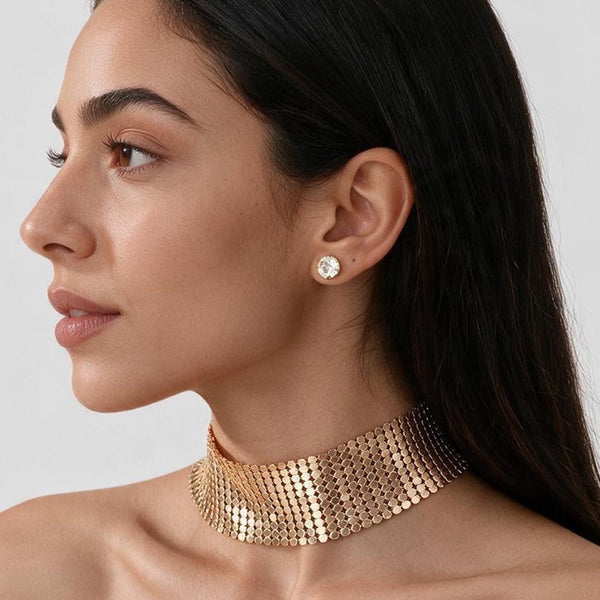 Adley - Metal Mesh Choker Necklace Set