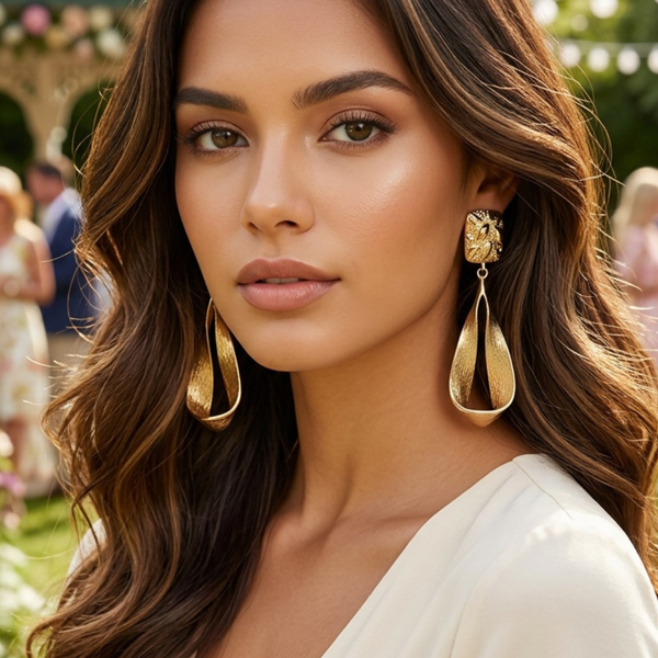 Sahra - Sculptural Open Teardrop Statement Clip-On Earrings