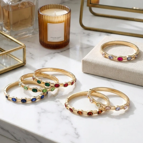 Holly - Multi Shaped Gem Accent Hinged Bangle Bracelet