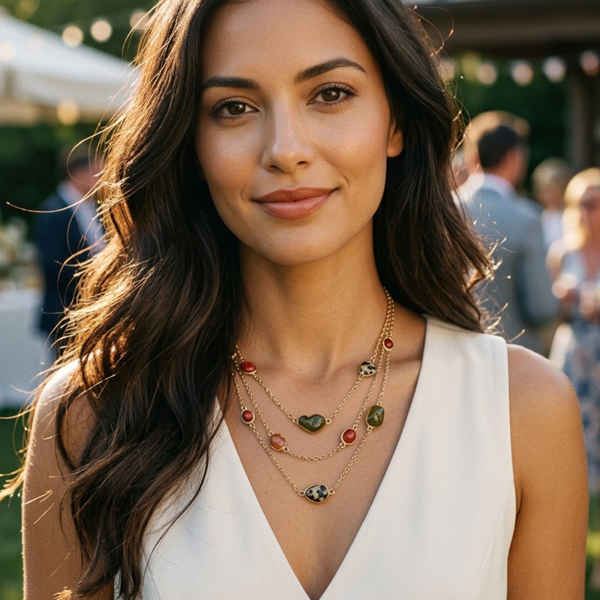 Stormi - Multi Stone Charm Station Multi Layered Necklace