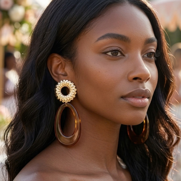 Genevieve - Open Teardrop Drop Statement Earrings