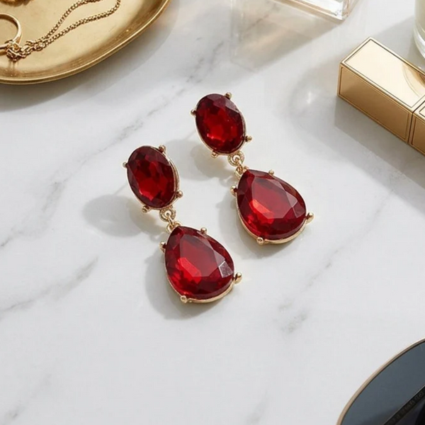 Judith - Oval Teardrop Gem Drop Earrings