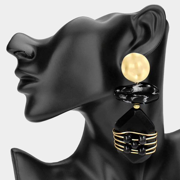 Allegra - Oversized Double Rock Drop Statement Earrings