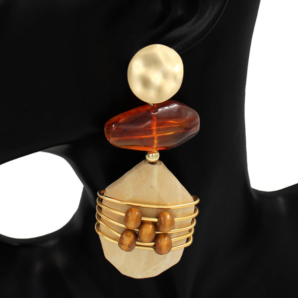 Allegra - Oversized Double Rock Drop Statement Earrings