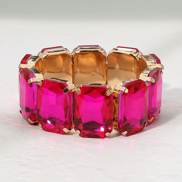 Kienna - Oversized Faceted Gem Stretchable Bracelet