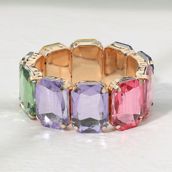Kienna - Oversized Faceted Gem Stretchable Bracelet