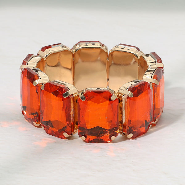 Kienna - Oversized Faceted Gem Stretchable Bracelet
