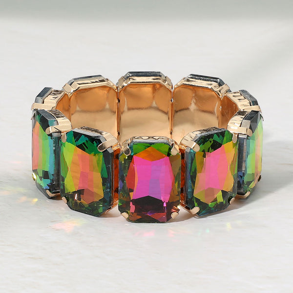 Kienna - Oversized Faceted Gem Stretchable Bracelet