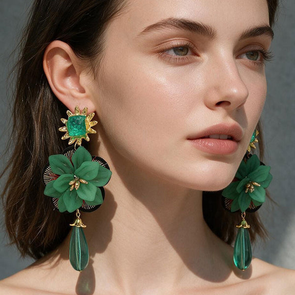 Matilda - Floral Drop Statement Earrings