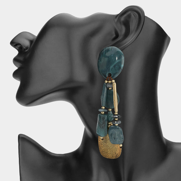 Ivy - Oversized Resin Beaded Drop Statement Earrings