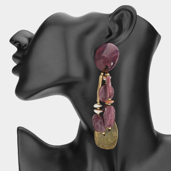 Ivy - Oversized Resin Beaded Drop Statement Earrings