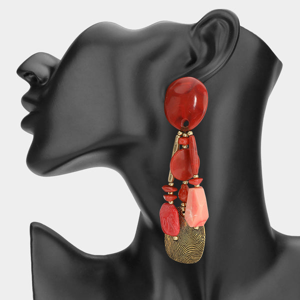 Ivy - Oversized Resin Beaded Drop Statement Earrings