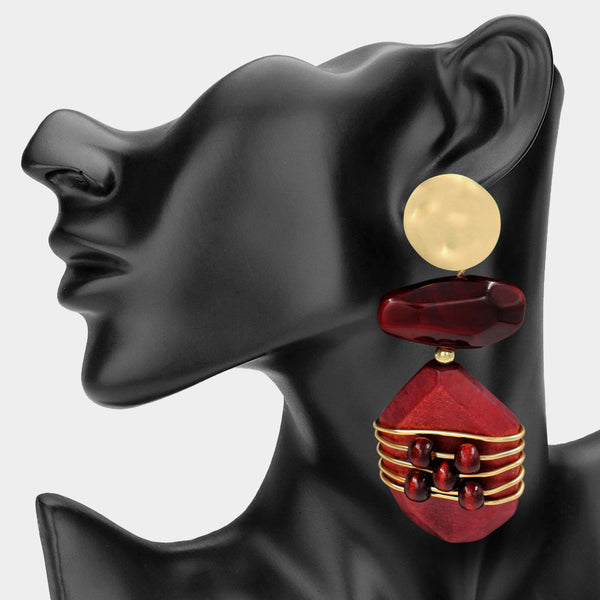 Allegra - Oversized Double Rock Drop Statement Earrings