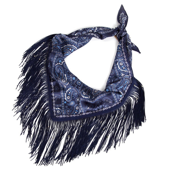 Saoirse - Western Inspired Paisley Beaded Fringe Bandana Scarf