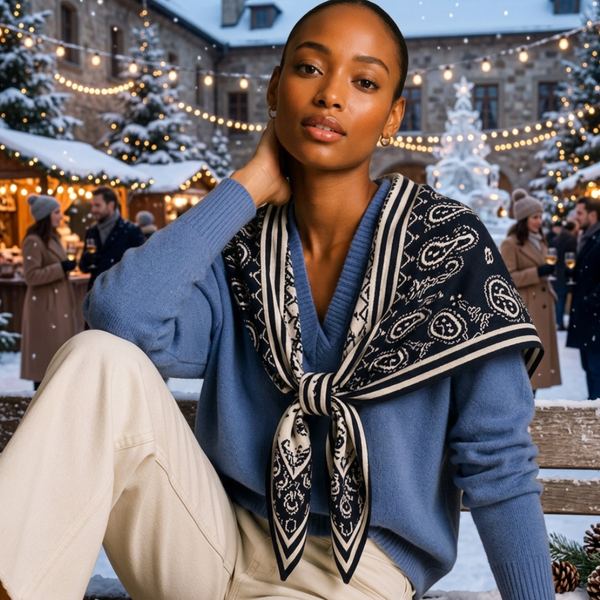 Gracie - Paisley Knitted Triangle Scarf Wrap