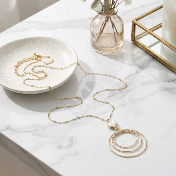 Ivey - Pearl Accent Layered Drop Pendant Necklace