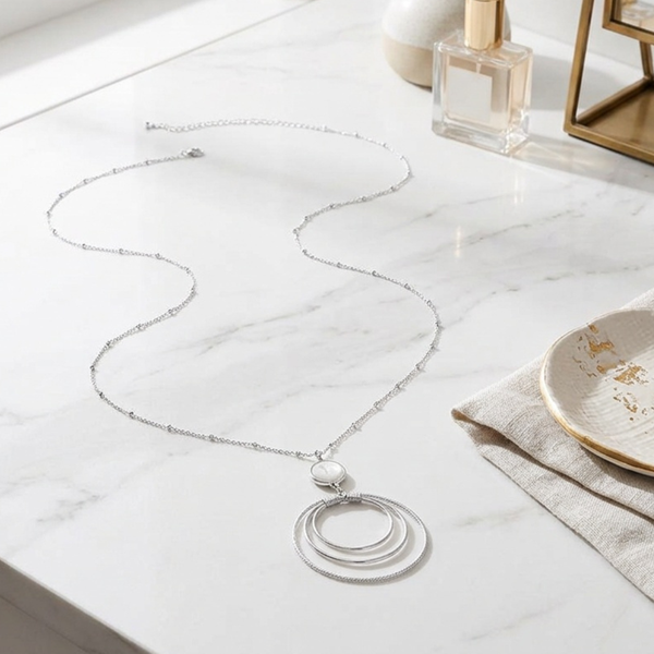 Ivey - Pearl Accent Layered Drop Pendant Necklace