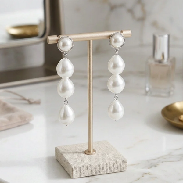 Akia -  Pearl Link Drop Earrings