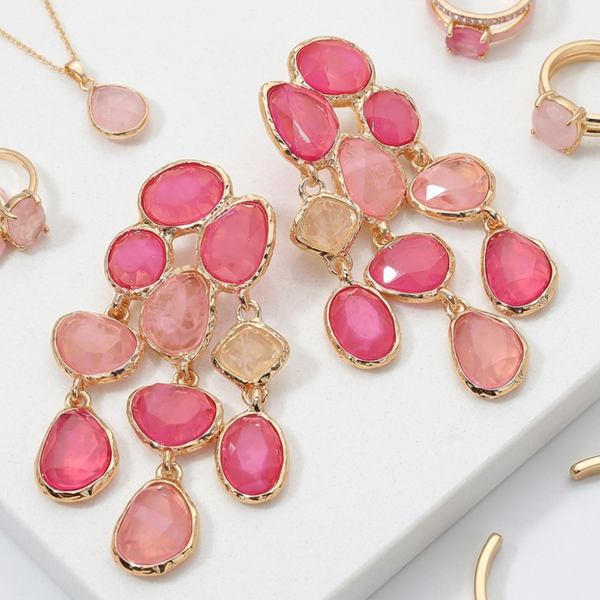 Stella - Faceted Cluster Chandelier Drop Earrings