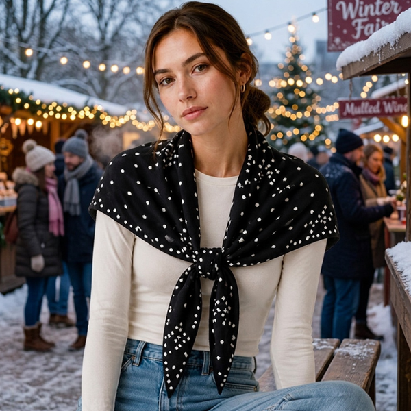 Karina - Polka Dot Knitted Triangle Scarf