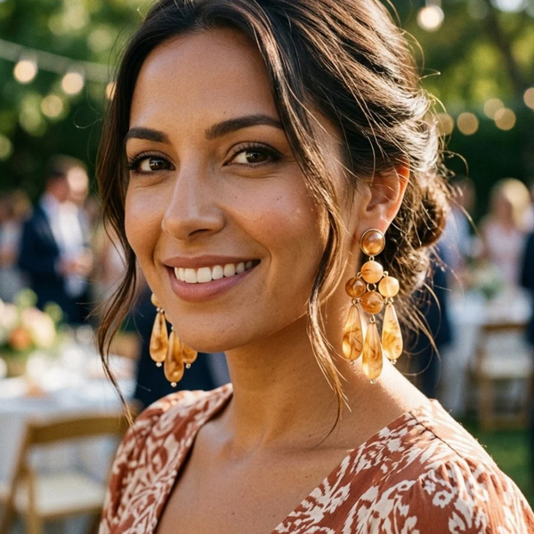 Allegra - Resin Beaded Chandelier Drop Statement Earrings