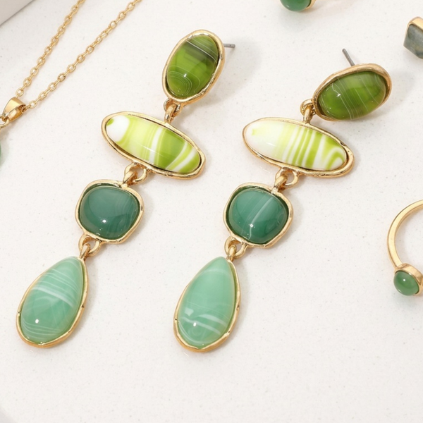 Ember - Multi Resin Pebble Link Statement Earrings
