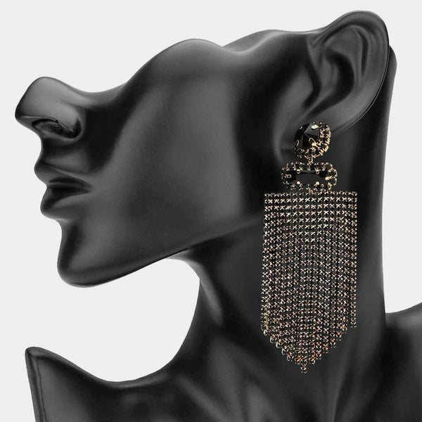 Annalise - Rhinestone Fringe Tassel Statement Earrings